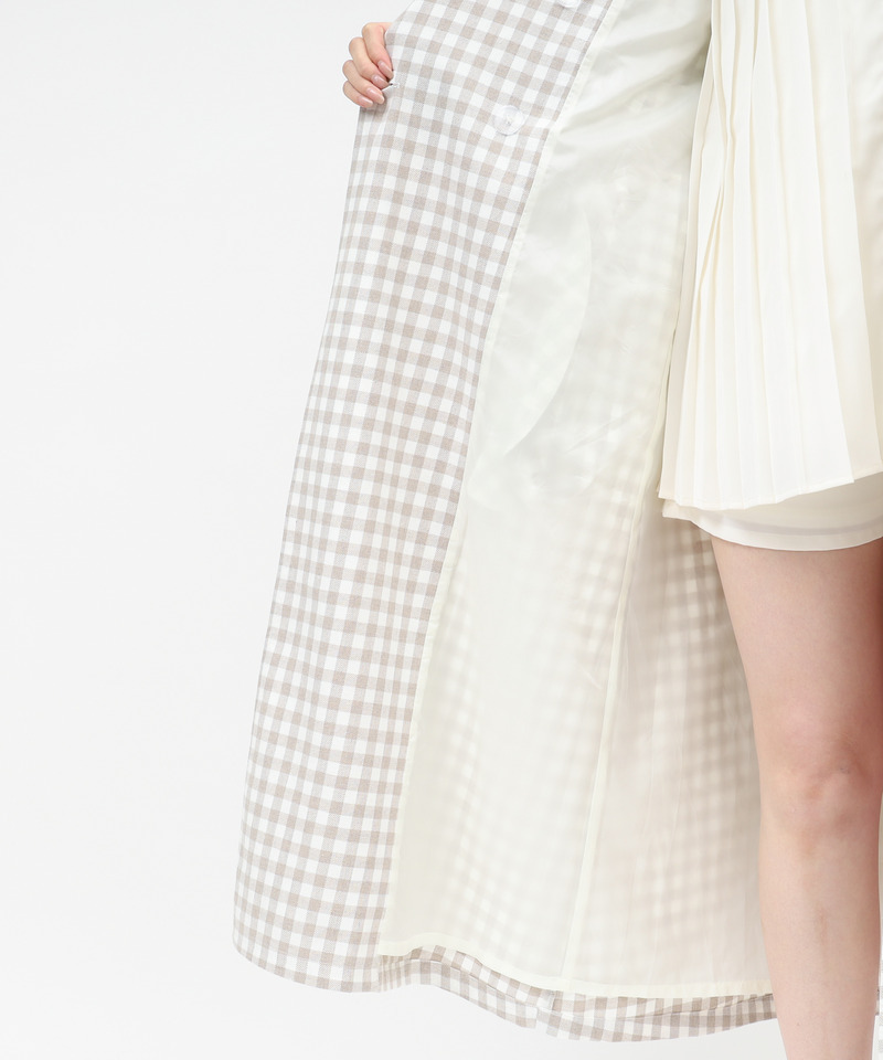 ギンガムチェックラッフルロングコート 詳細画像 ベージュ 10