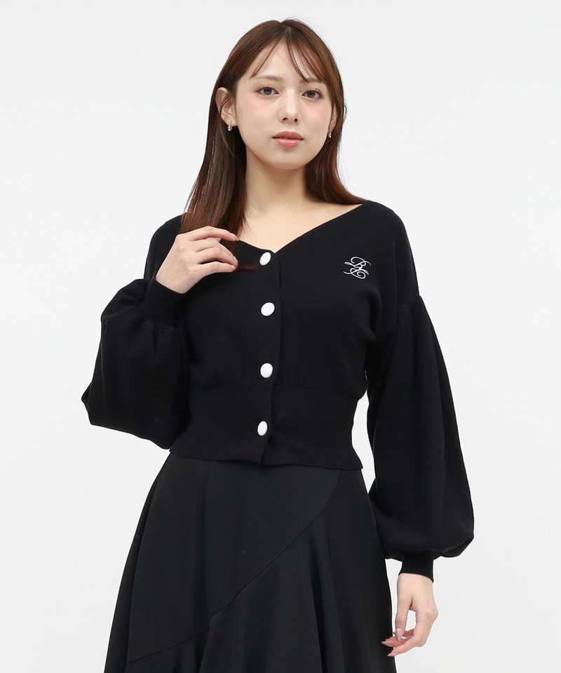 オリジナルロゴ配色カーデトップス 詳細画像 ブラック 1