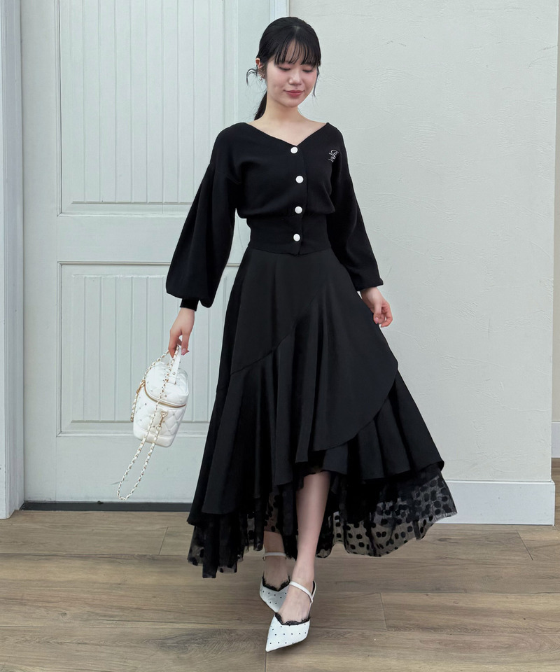 オリジナルロゴ配色カーデトップス 詳細画像 ブラック 3