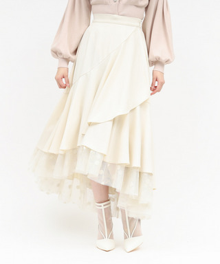 ドットチュールラッフルフレアスカート