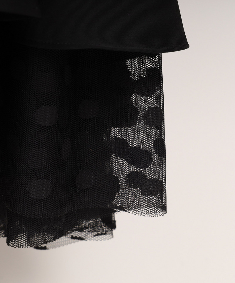 ドットチュールラッフルフレアスカート 詳細画像 ブラック 8