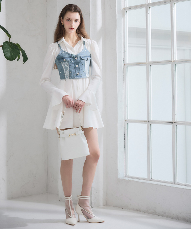 liberty デニムビスチェ&times;タックシャツミニワンピース 詳細画像 ブリーチ 1