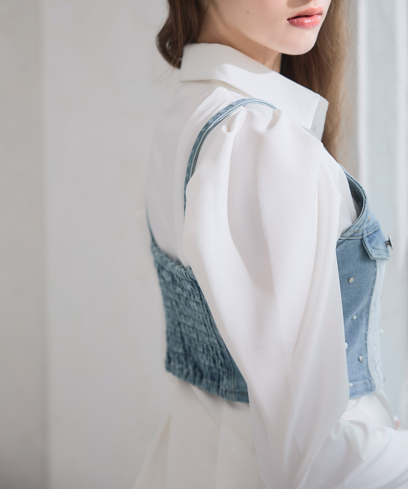 liberty デニムビスチェ&times;タックシャツミニワンピース 詳細画像 ブリーチ 4