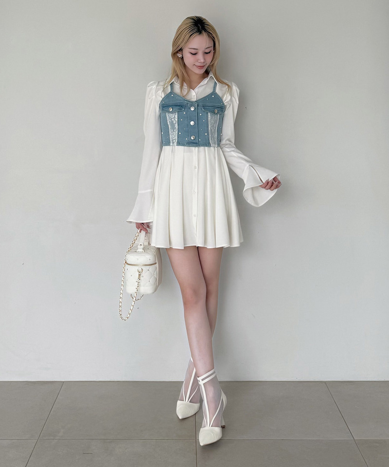liberty デニムビスチェ&times;タックシャツミニワンピース 詳細画像 ブリーチ 5