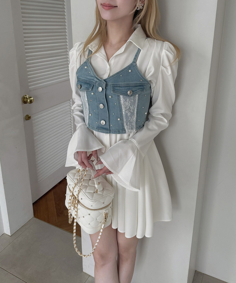 liberty デニムビスチェ&times;タックシャツミニワンピース 詳細画像 ブリーチ 8