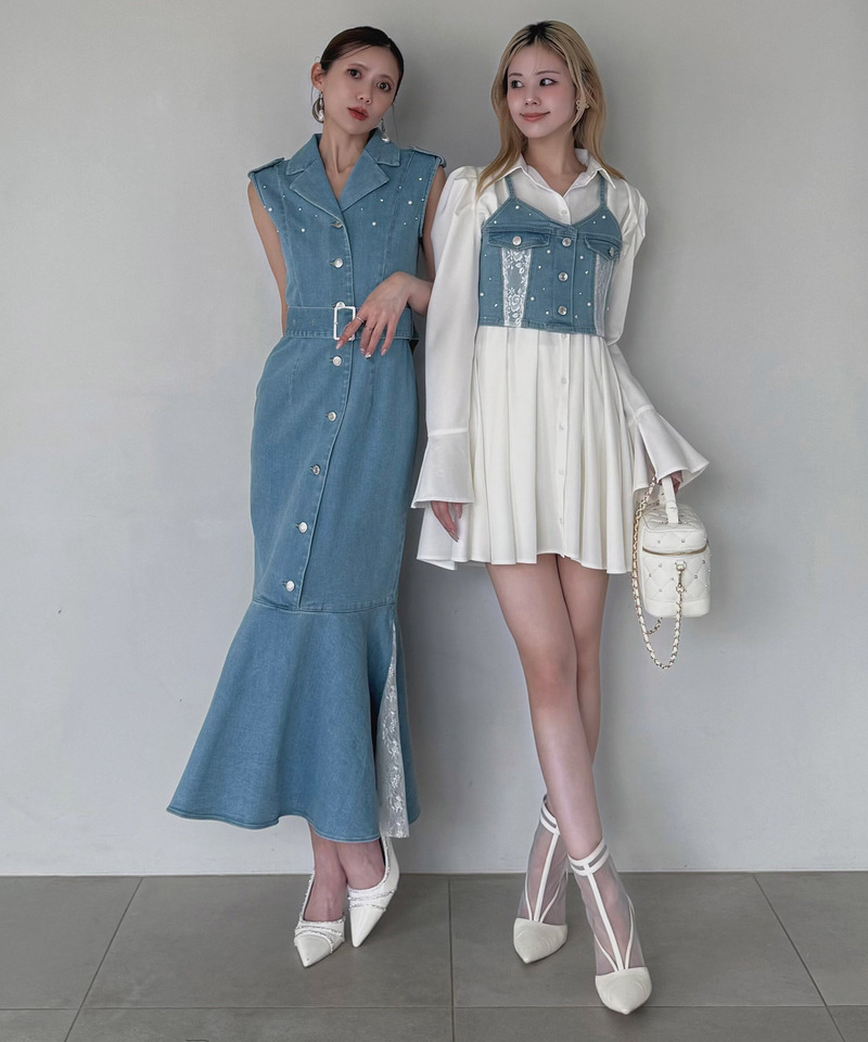 liberty デニムビスチェ&times;タックシャツミニワンピース 詳細画像 ブリーチ 9