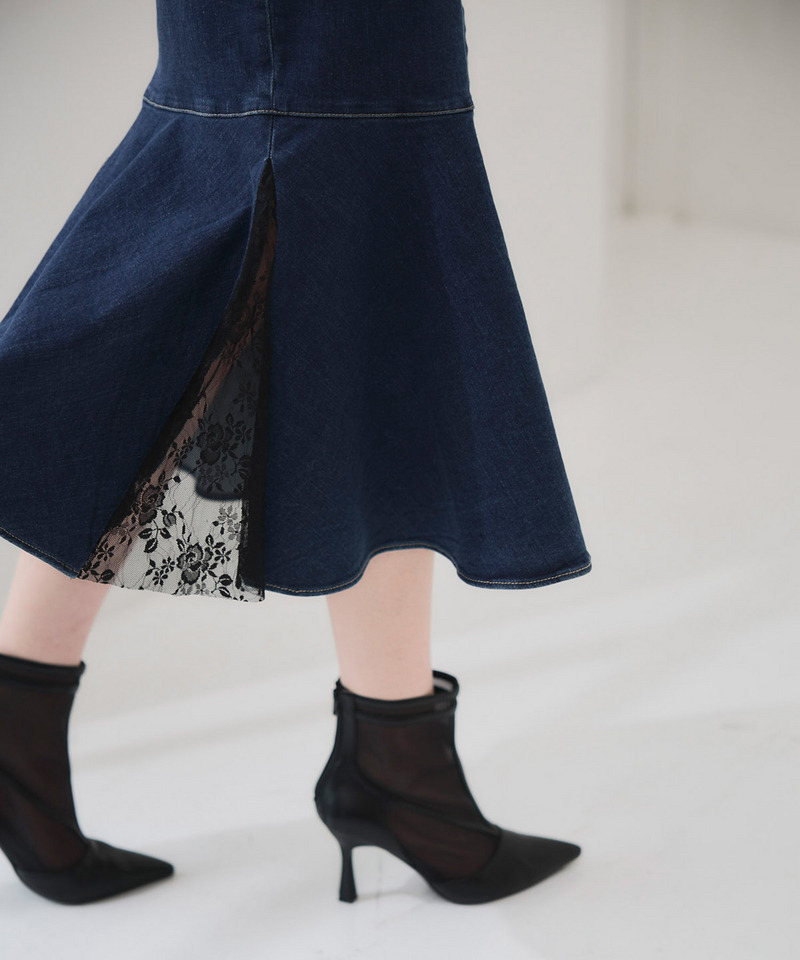 liberty デニムノースリーブマーメイドワンピース 詳細画像 インディゴ 2