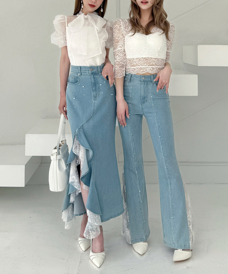 liberty デニムラッフルスリットスカート｜ROYAL PARTY ロイヤル