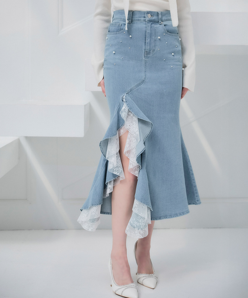 liberty デニムラッフルスリットスカート 詳細画像 ブリーチ 2