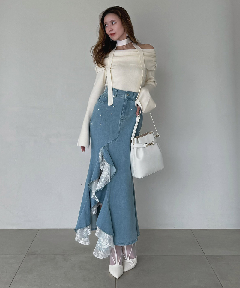 liberty デニムラッフルスリットスカート｜ROYAL PARTY ロイヤル