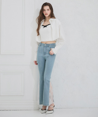 liberty デニムフレアパンツ