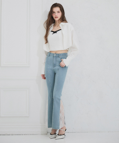 liberty デニムフレアパンツ 詳細画像