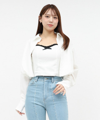 バルーンヘムクロップドシャツ
