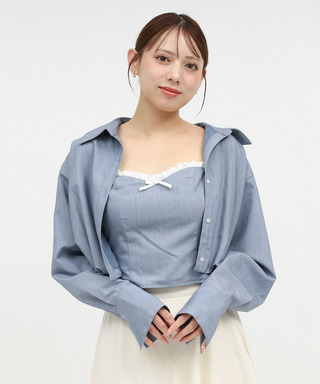 バルーンヘムクロップドシャツ