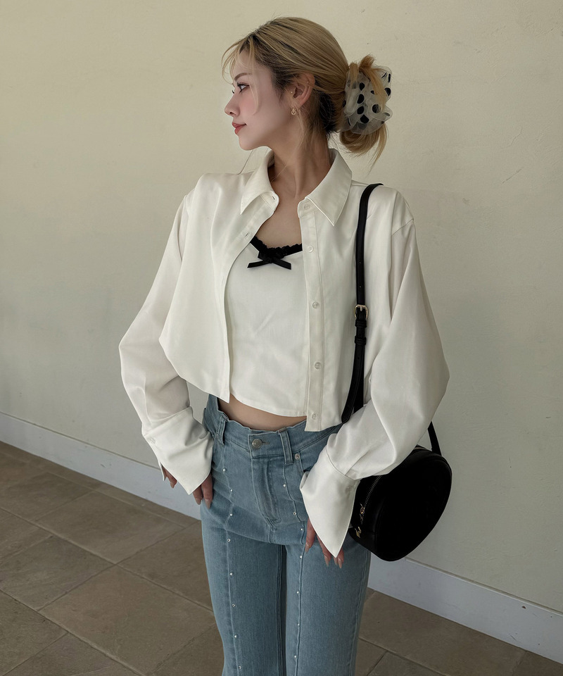 バルーンヘムクロップドシャツ 詳細画像 オフホワイト 2