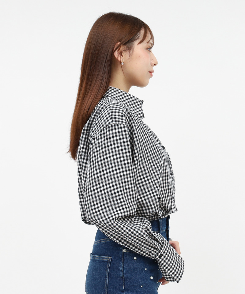 バルーンヘムクロップドシャツ 詳細画像 チェック 3