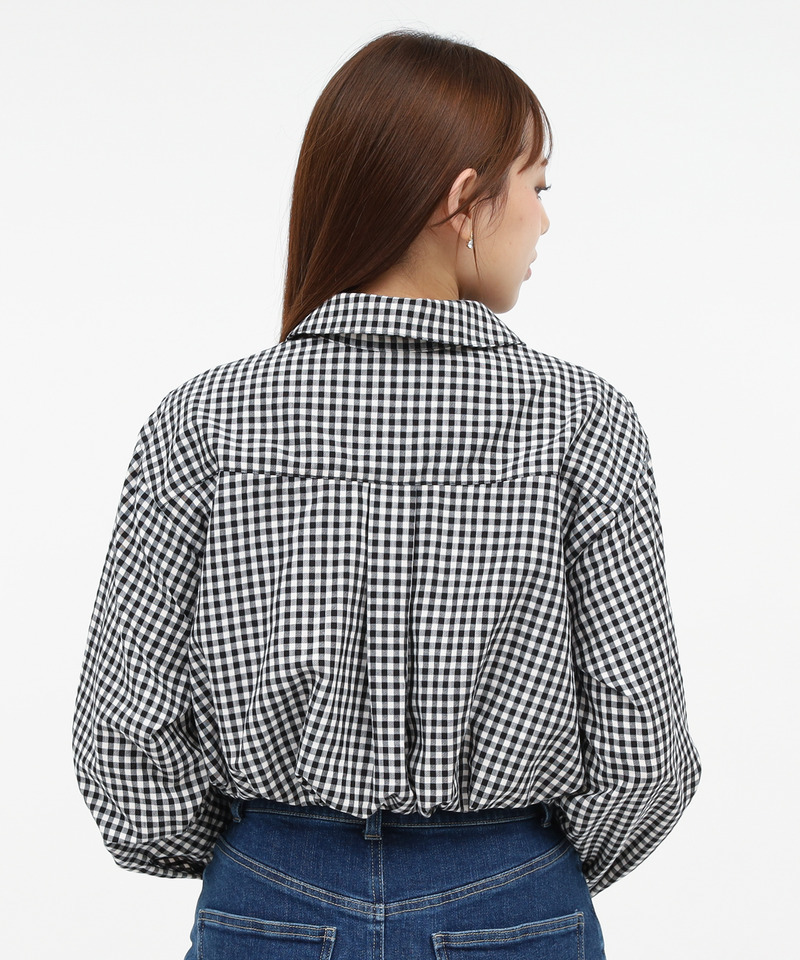 バルーンヘムクロップドシャツ 詳細画像 チェック 4