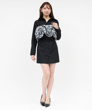 レースラッフルビスチェ&times;ギャザーシャツミニワンピース