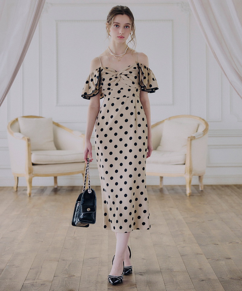 ラッフルドットレディドレス 詳細画像 ベージュ 1