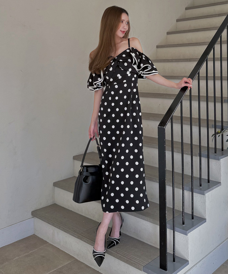 ラッフルドットレディドレス 詳細画像 ブラック 2