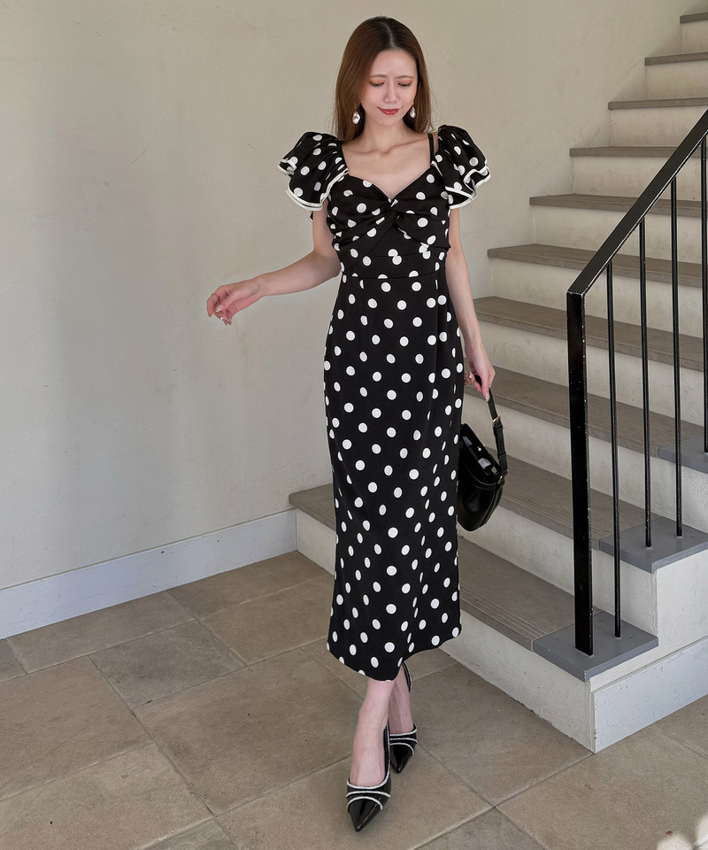 ラッフルドットレディドレス 詳細画像 ブラック 3