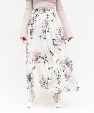 フラワーオーガンジーフレアスカート