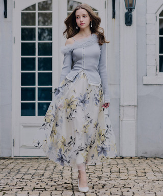 フラワーオーガンジーフレアスカート