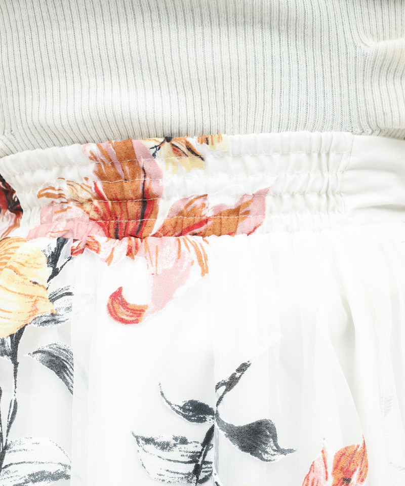 フラワーオーガンジーフレアスカート 詳細画像 レッド 5