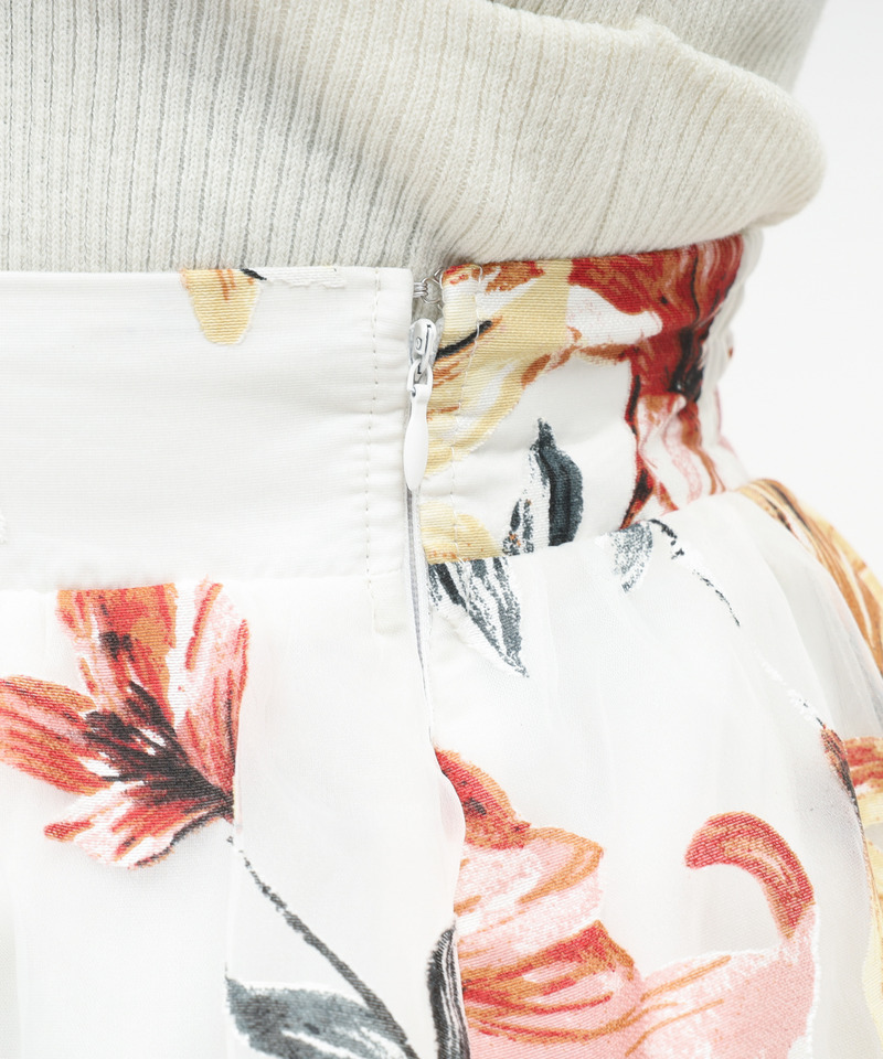 フラワーオーガンジーフレアスカート 詳細画像 レッド 6