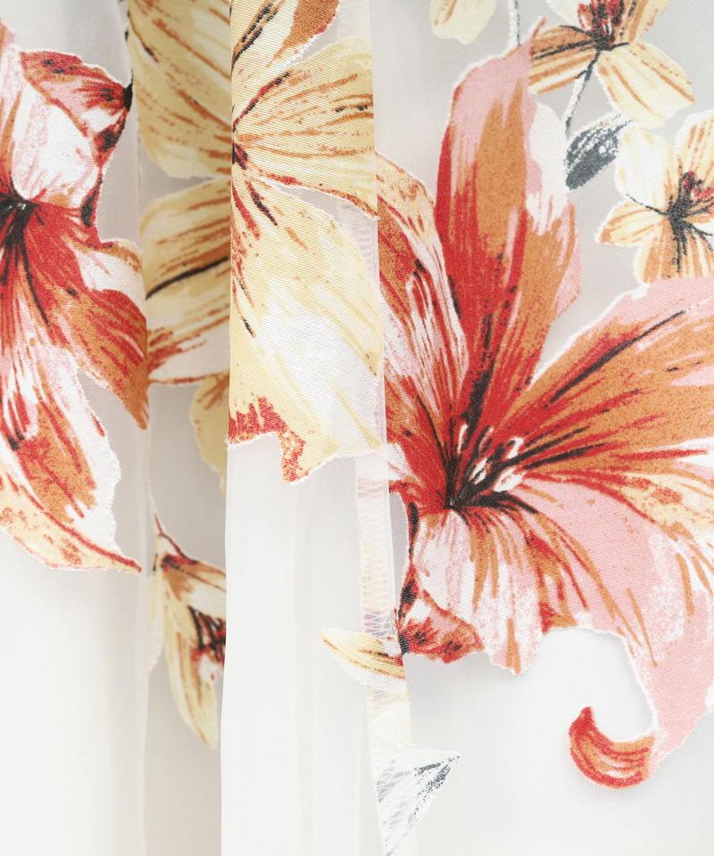 フラワーオーガンジーフレアスカート 詳細画像 レッド 7