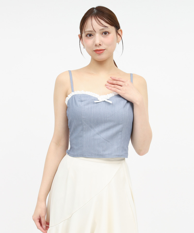 レーストリミングリボンキャミソール 詳細画像 ブルー 1