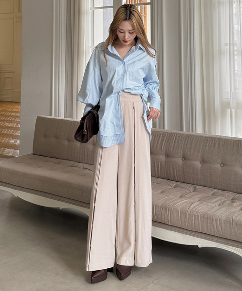 ホック付ワイドパンツ