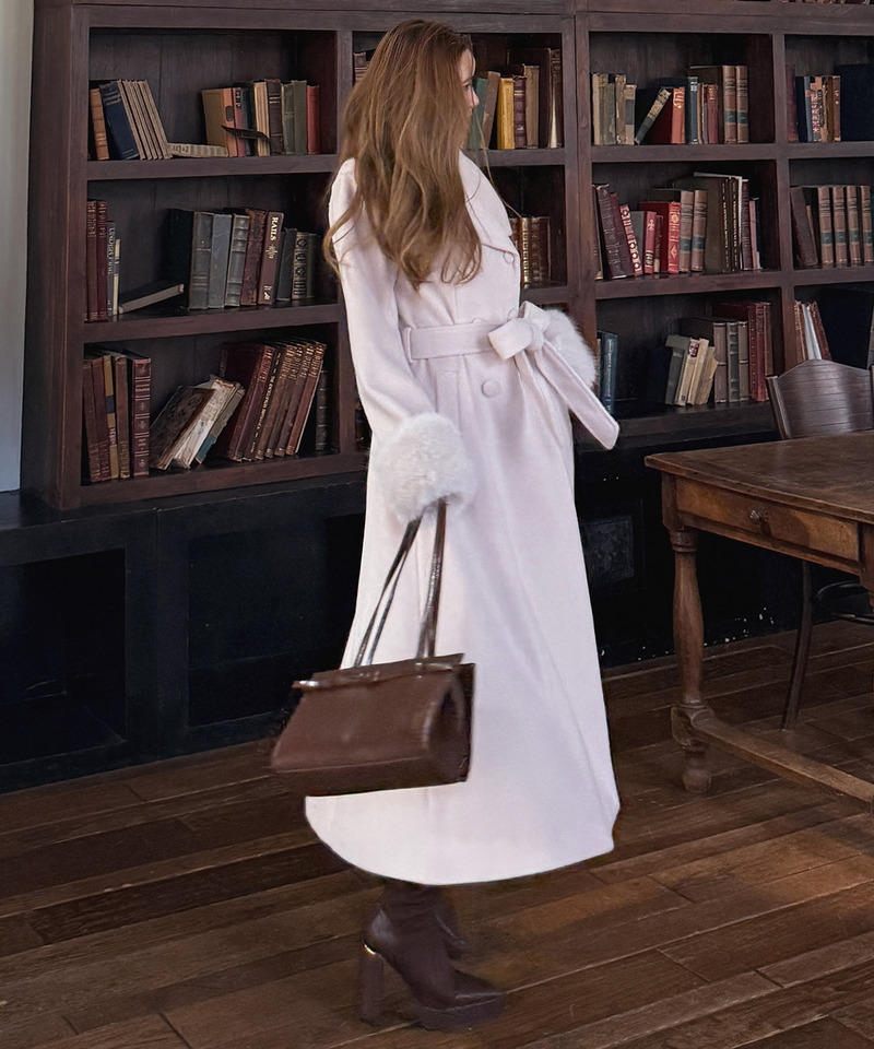 ファー付フレアロングコート 詳細画像 ベージュ 4