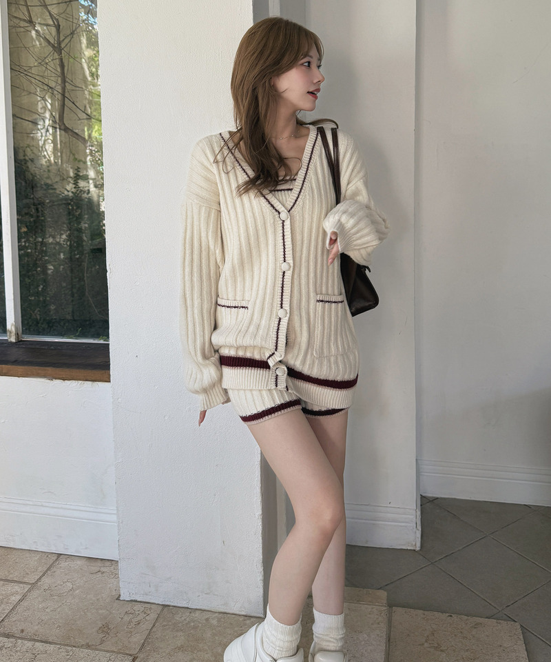 配色ニットショートパンツ 詳細画像 オフホワイト 1