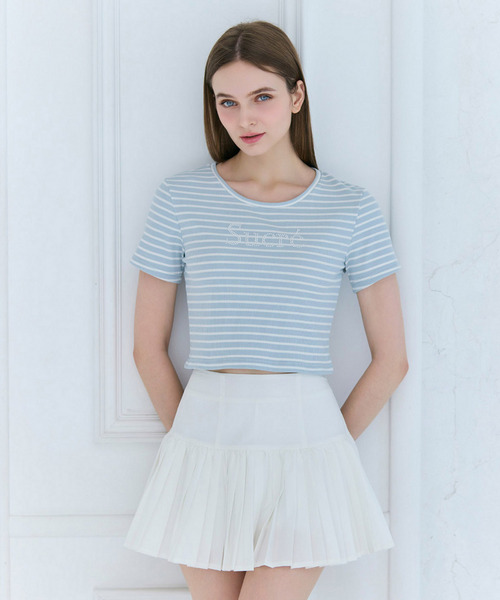 パールロゴボーダーコンパクトTシャツ