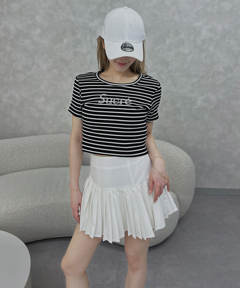 パールロゴボーダーコンパクトTシャツ 詳細画像 ブラック(ブラック&times;オフホワイト) 1