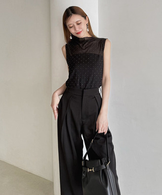 キラキラシアーノースリーブトップス