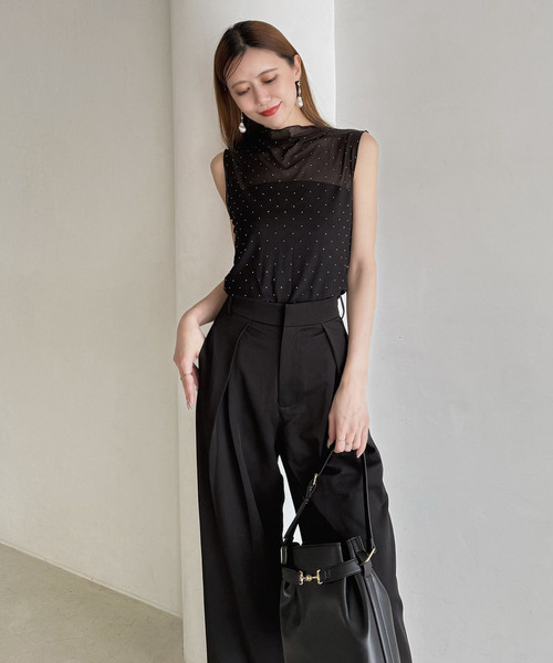 キラキラシアーノースリーブトップス 詳細画像