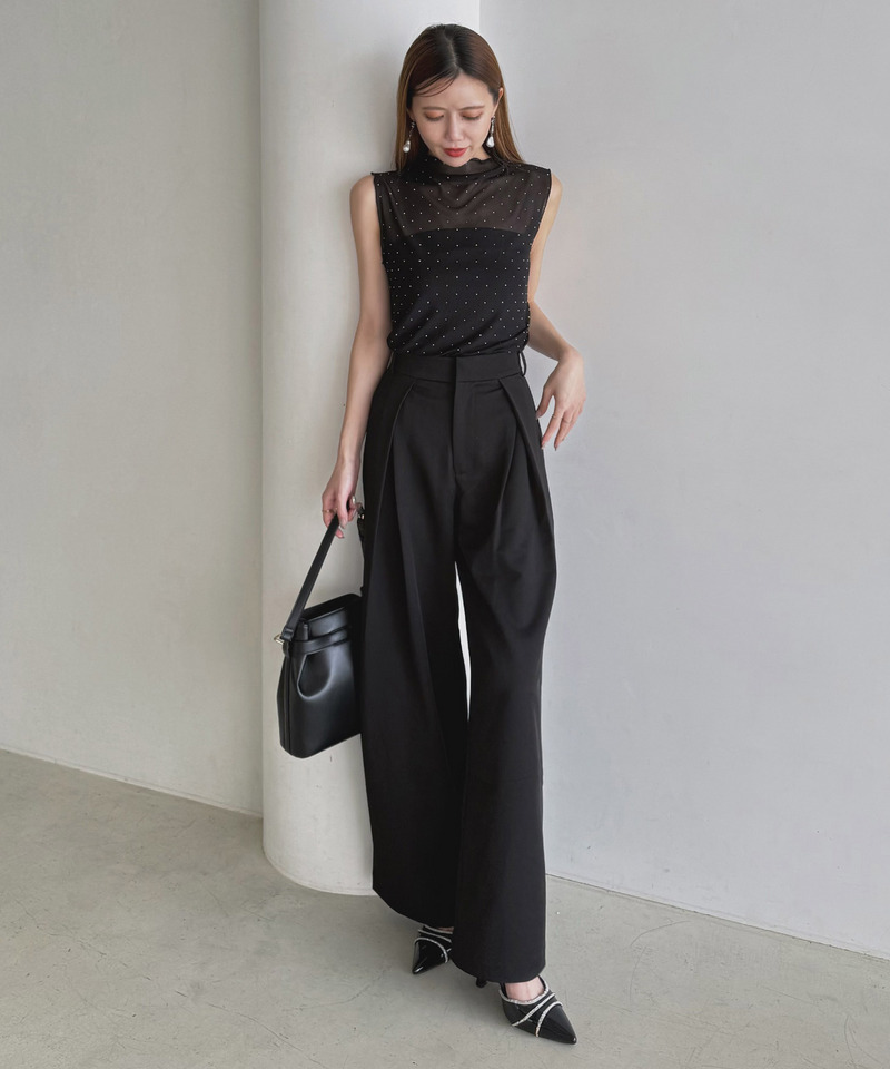 キラキラシアーノースリーブトップス 詳細画像 ブラック 3