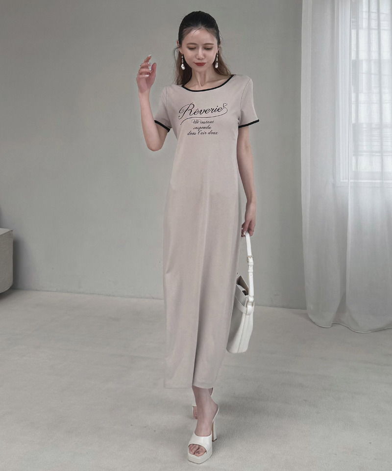 【ONLINE限定】配色ロゴTシャツワンピース 詳細画像 ベージュ 1