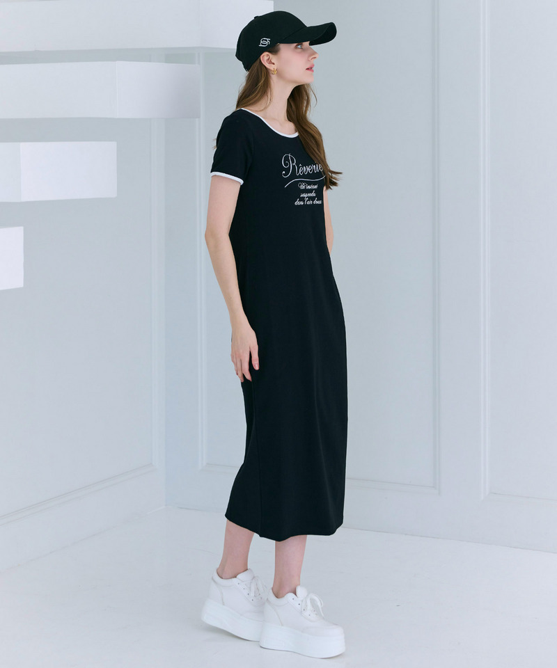 【ONLINE限定】配色ロゴTシャツワンピース 詳細画像 ブラック 6
