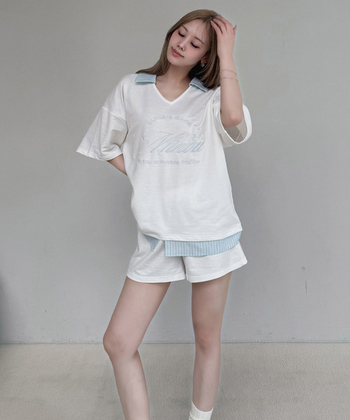 【ONLINE限定】レイヤード風配色カットセットアップ