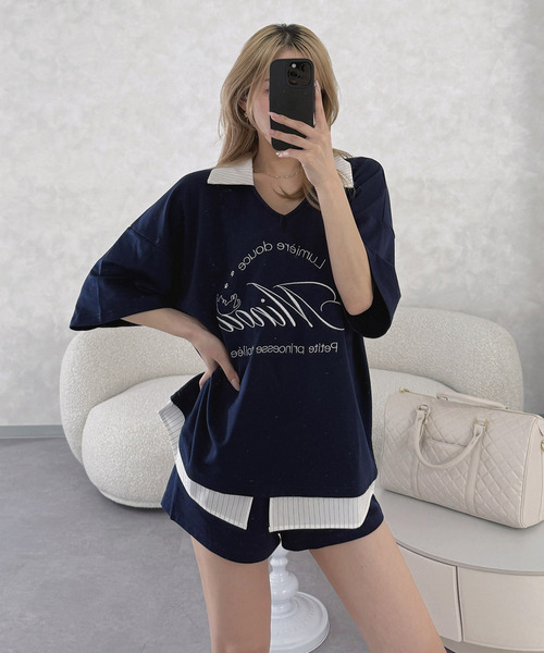 【ONLINE限定】レイヤード風配色カットセットアップ