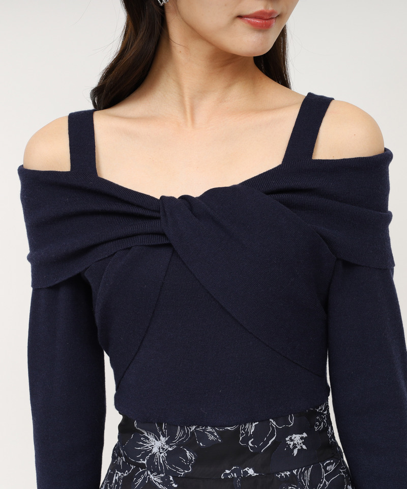 花柄オーガンジークロスニットドッキングワンピース 詳細画像 ネイビー 4