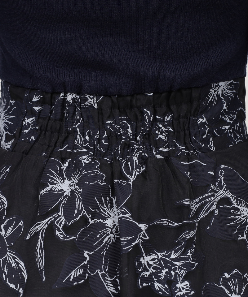 花柄オーガンジークロスニットドッキングワンピース 詳細画像 ネイビー 7