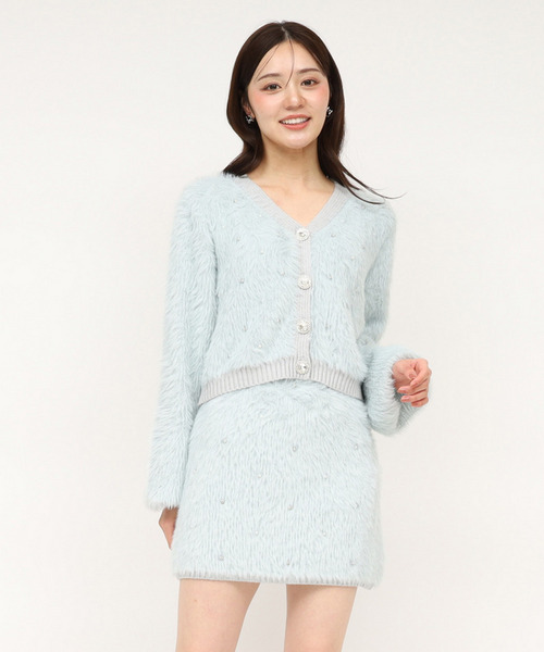 パールビジューシャギーカーデトップス 詳細画像