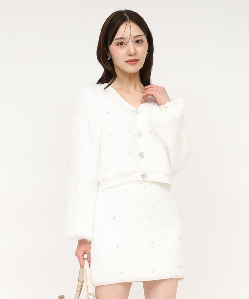 パールビジューシャギーカーデトップス 詳細画像 オフホワイト 1