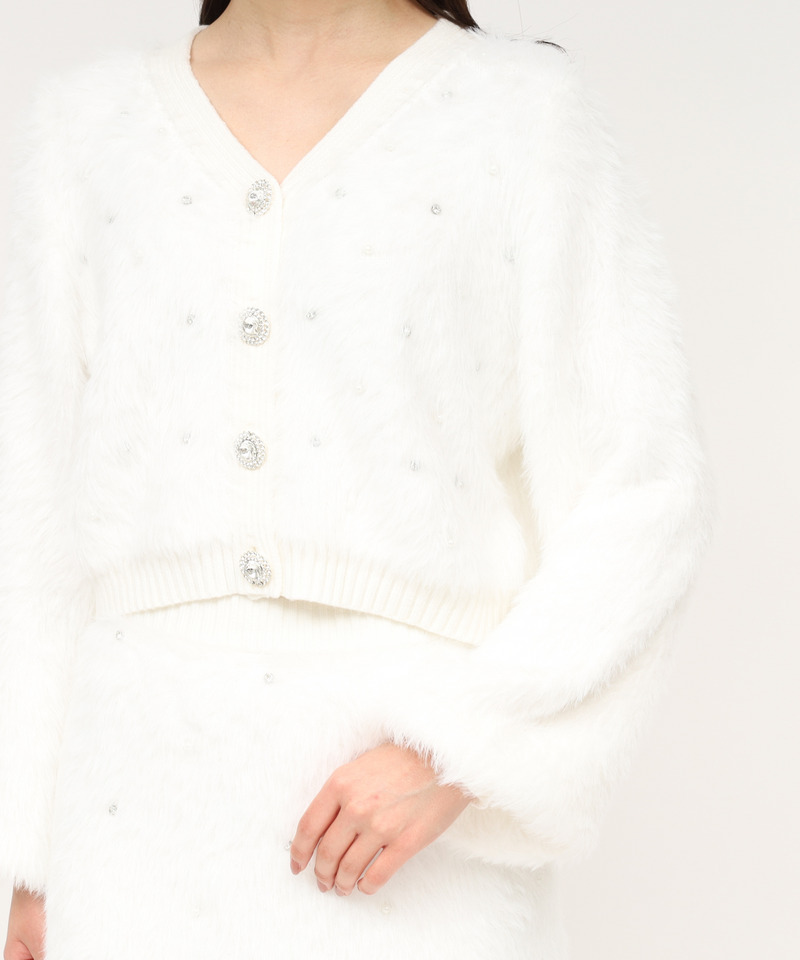 パールビジューシャギーカーデトップス 詳細画像 オフホワイト 5