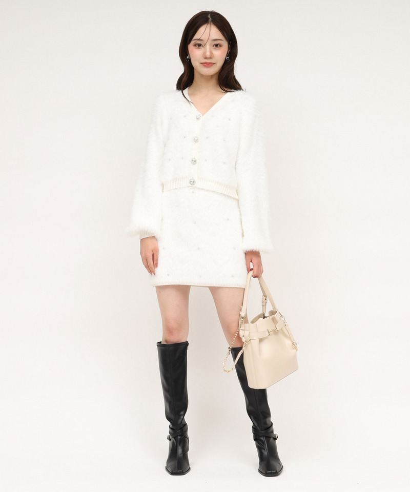 パールビジューシャギーカーデトップス 詳細画像 オフホワイト 7