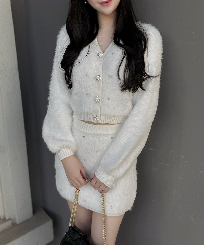 パールビジューシャギーカーデトップス 詳細画像 オフホワイト 9